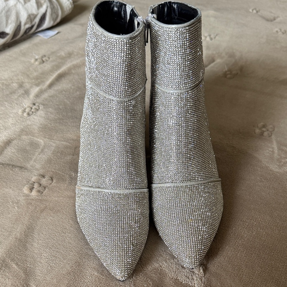 A new day Shimmering Silver Ankle Booties, size 10
